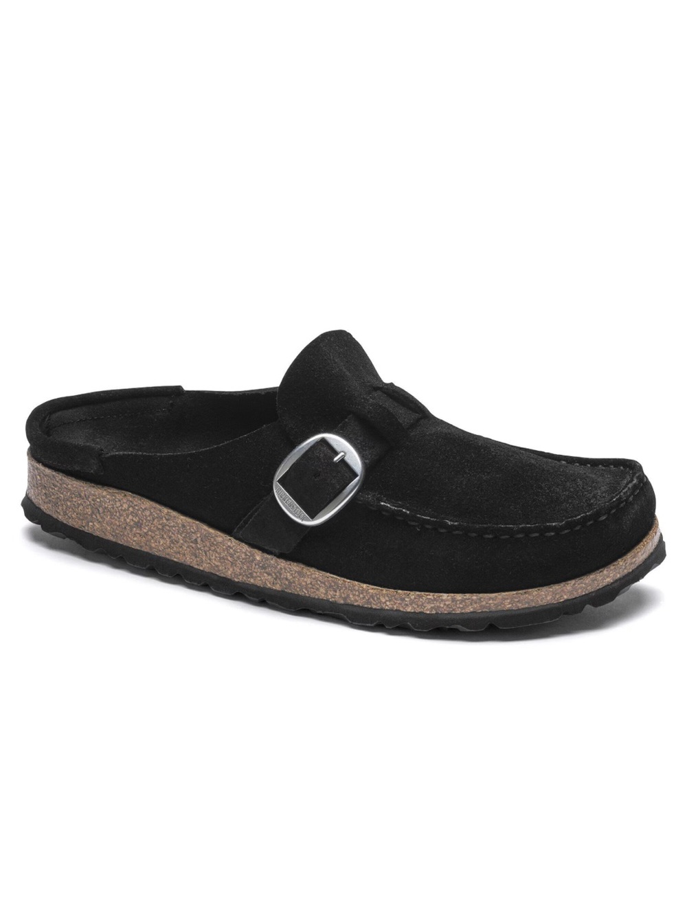 Birkenstock Buckley Suede Leather Clogs Black with Buckle